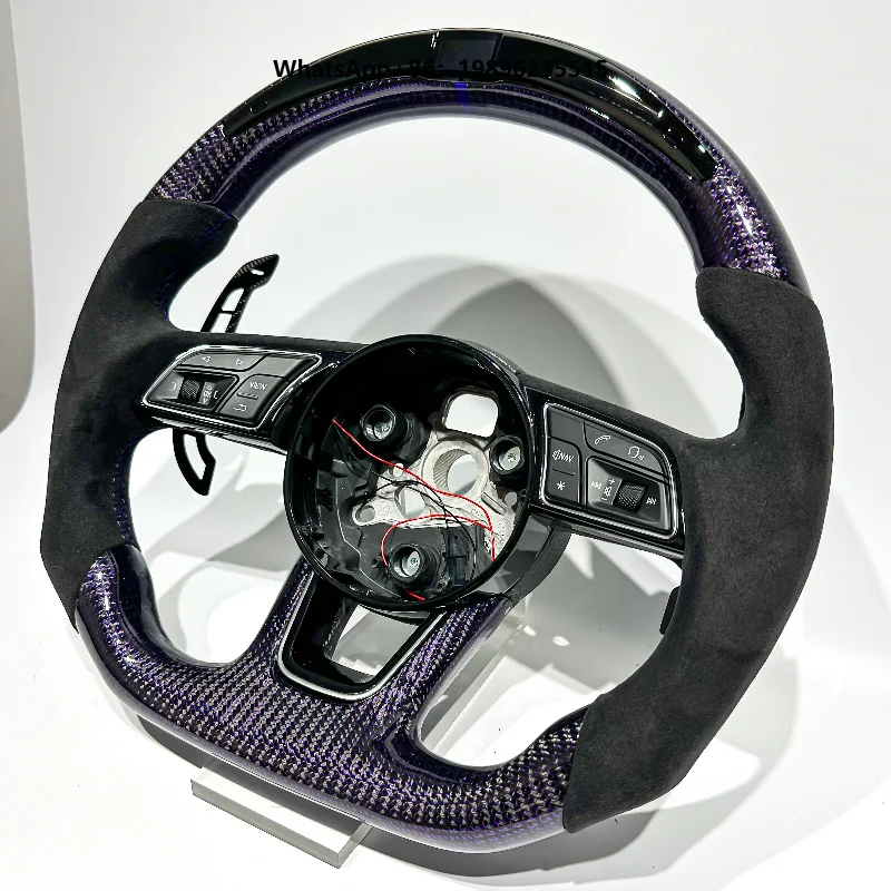 With LED  Leather Carbon Fiber Car Steering Wheel RS A1 A3 A4 A5 A6 A7 R8 RS3 C7 Q5 Q7 S3 S5 8V B8 B9 S4 Q3 Q8