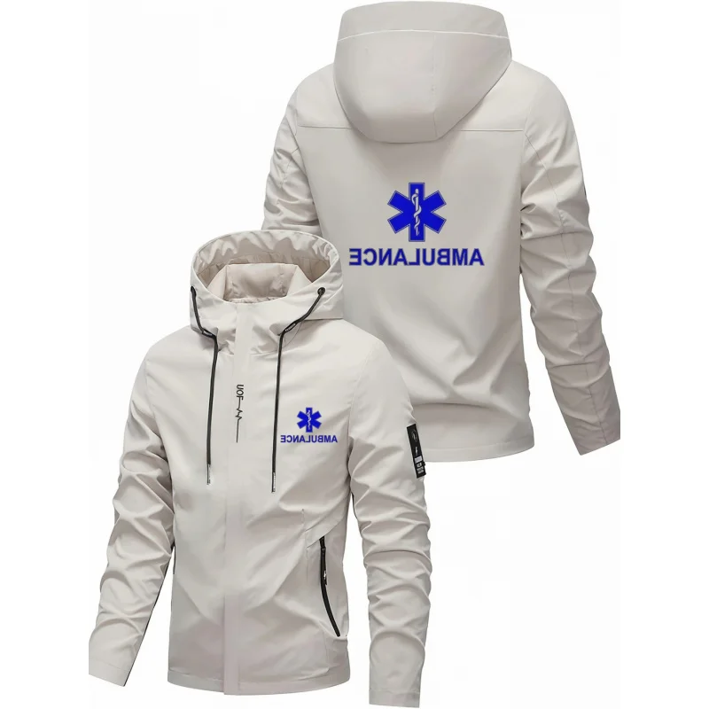 Men's Casual Sports Hooded Jacket-Windproof Waterproof, fashionable, trendy, printed, casual sports style