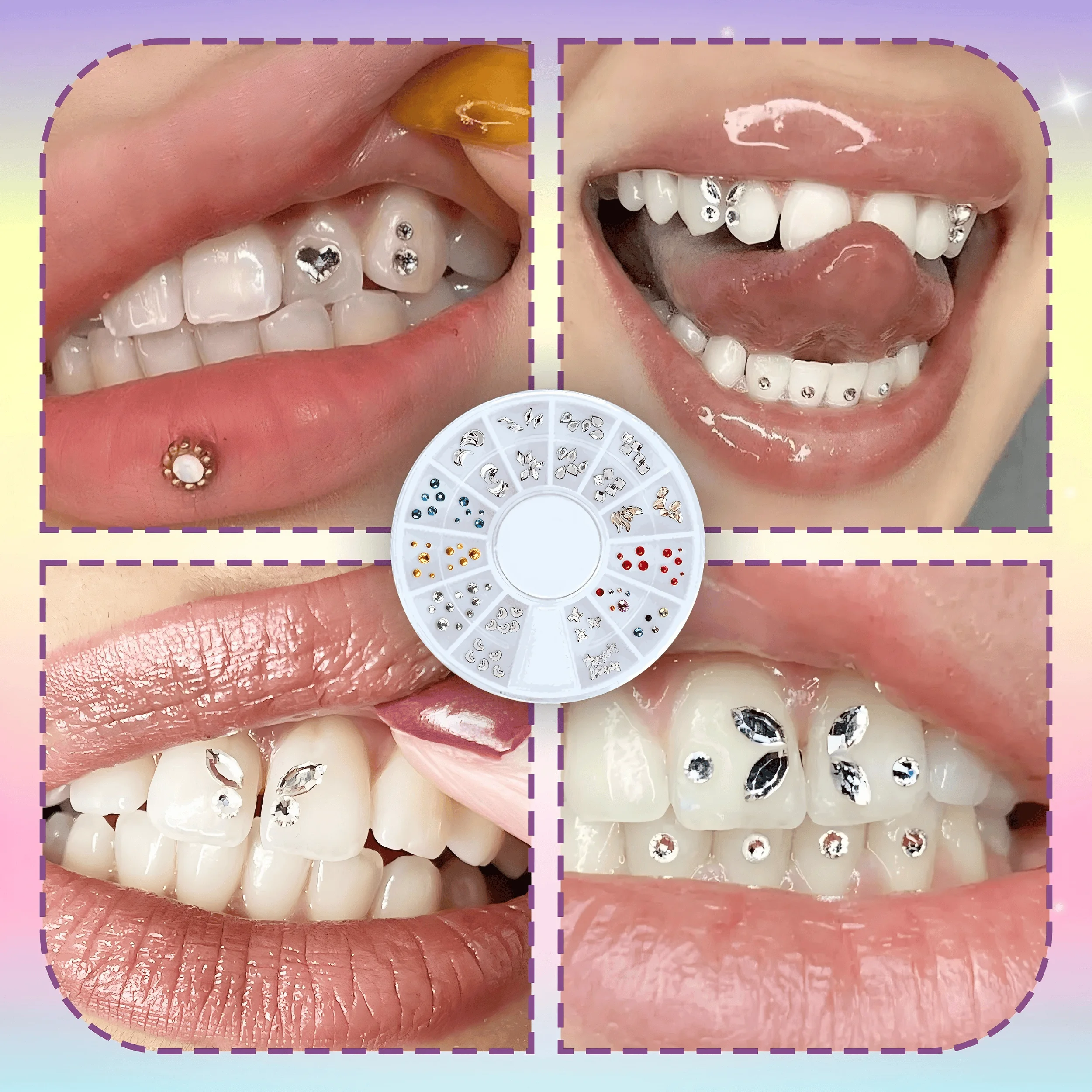 DIY Teeth Gems Kit With Glues And Light Teeth Anti-drop Clear Precious Stone Jewelry Decoration Glittering Tooth Jewelry Kit
