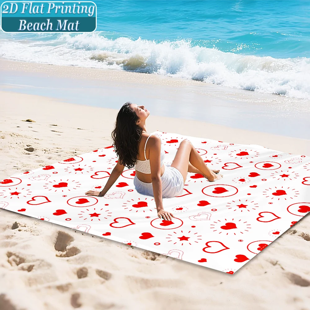 1-Piece Set, Summer Outdoor Beach Mat, Includes 4 Ground Stakes, Unique Printed Design, Fade-Resistant, Lightweight, Quick-Drying, Easy to Carry, Windproof and Sandproof, Fashionable and Trendy Outdoor Activity Decoration, Suitable for Beach, Camping, Picnics, Parties