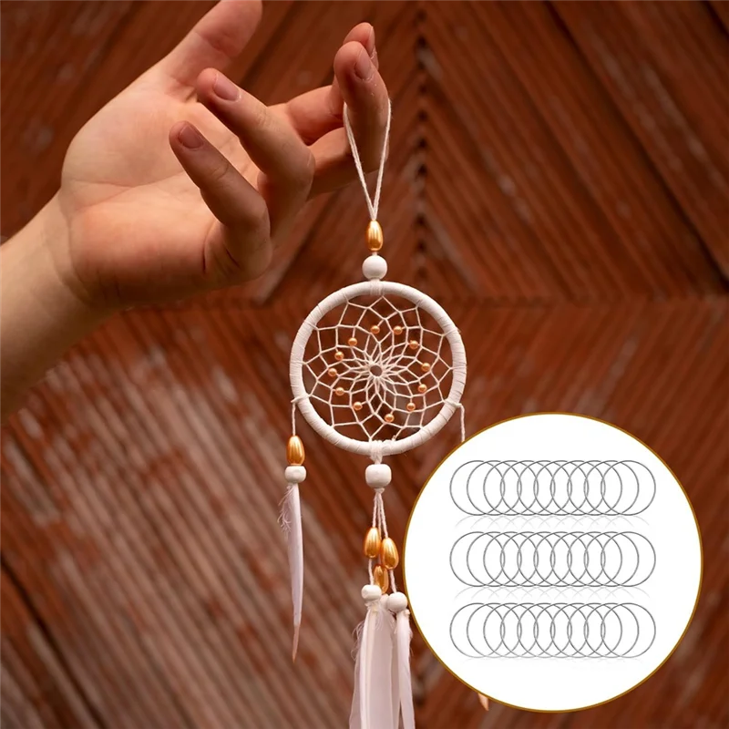 ABBO-Wreath-Hoop Rings 30 Pcs 3 Inch Metal Rings For Craft Silver Macrame Hoops Rings For DIY For Crafts Macrame Dream Catchers