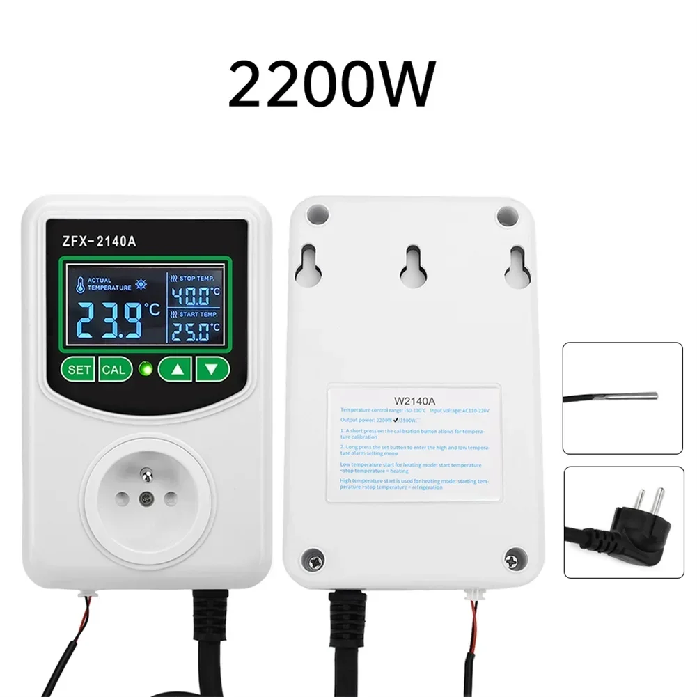 High-power LCD Digital Display Temperature Controller Socket Thermostat Sensor Plastic Temperature Controller Refrigerator Parts