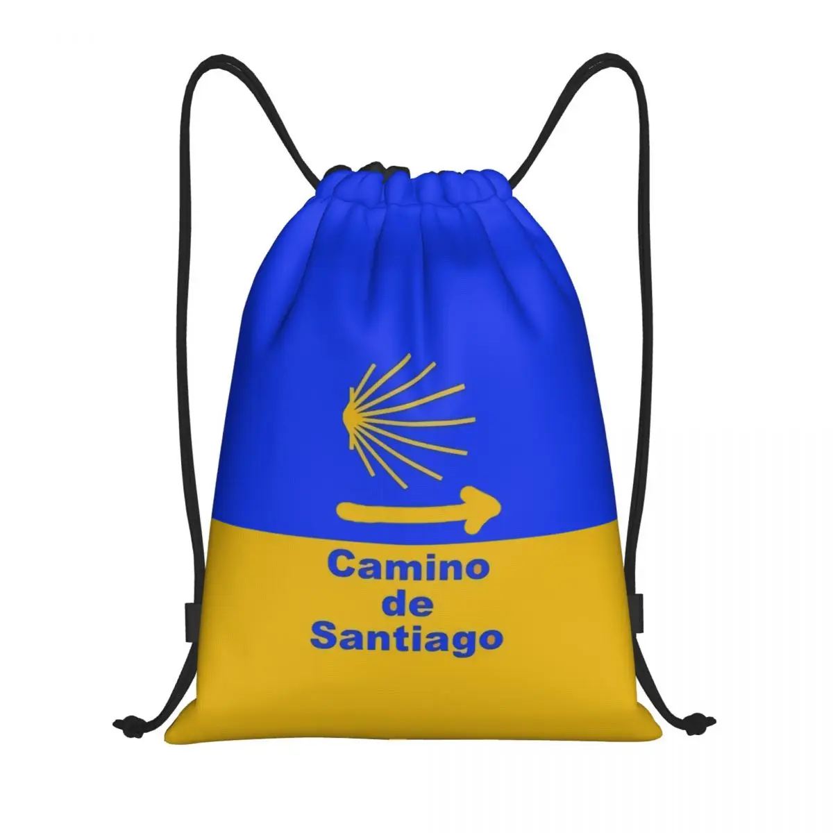 Custom Camino De Santiago Drawstring Backpack Bags Lightweight Scallop Shell Riding Bicycle Gym Sports Sackpack Sacks for Yoga