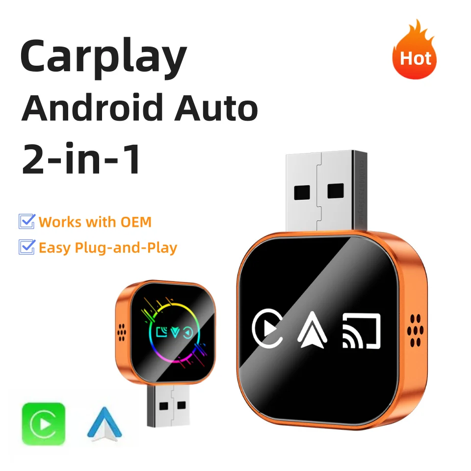 

3 in 1 Carplay Adapter Wireless Android Auto AIBox for OEM Wired Carplay Screen Support Original MIC/Button/Touch Control