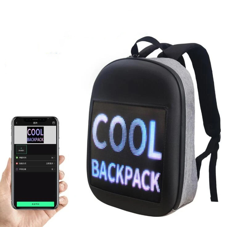 

Customized Smart Waterproof LED Screen Display Wifi Remote Control Advertising Walking Billboard DIY School LED Backpack