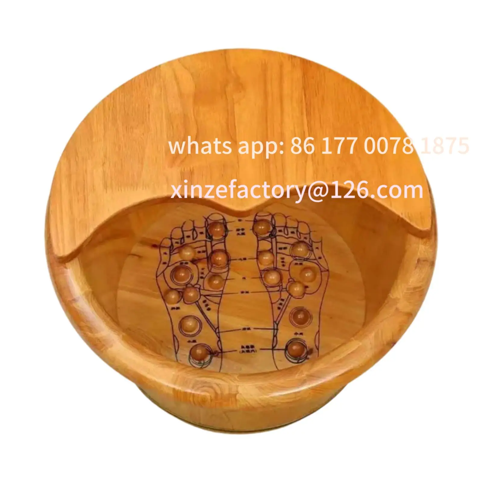 Customizable wooden foot bath tub with massage effect