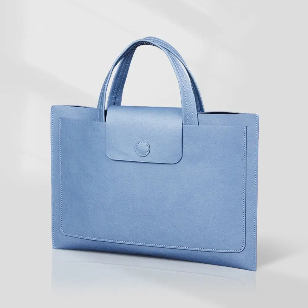 Large Capacity A4 Leather Document Bag Simple Thickened Waterproof Laptop Cases Anti-Scratch Magnetic Button Business Briefcase