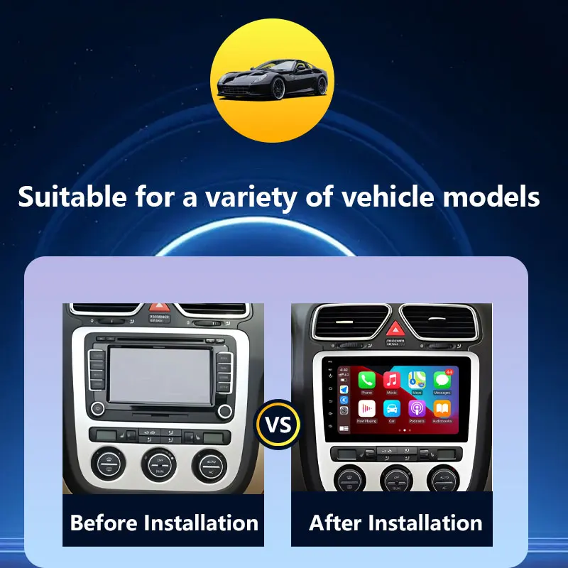 أندرويد 15 ل Volkswagen VW Scirocco Eos 2009 - 2014 اللاسلكية CarPlay راديو السيارة فيديو الصوت مشغل وسائط متعددة لتحديد المواقع والملاحة BT