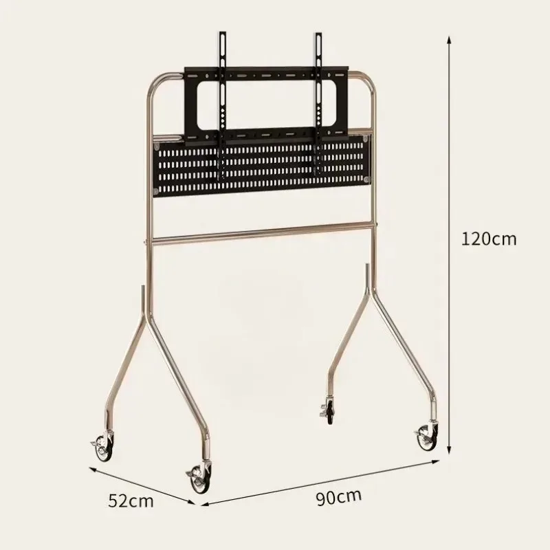 Nordic Simple 32-75 Inches TV Rack Luxury Modern Mobile Stand with Storage Shelf Stainless Steel Rolling Tv Cart for Living Room image 3