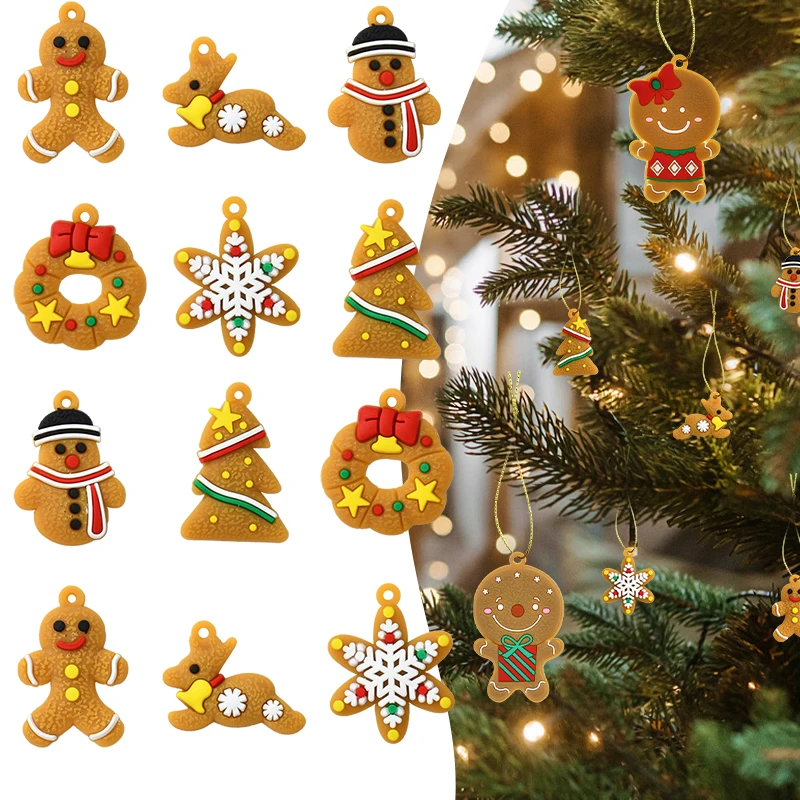 6/12pcs Christmas Hanging Gingerbreads Man Chef Figurines Christmas Tree Hanging Decorations Xmas New Year Party Gifts Ornaments