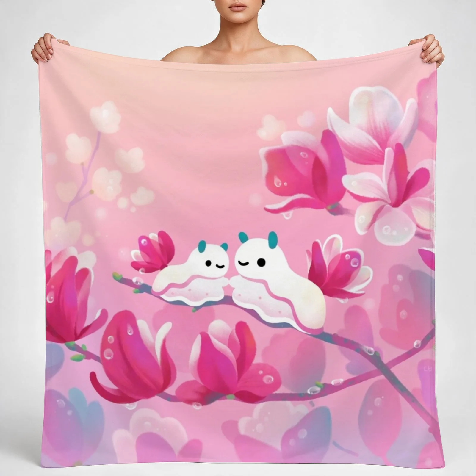 Magnolia sea slug Throw Blanket couch cozy soft plush fuzzy picnic outdoor blanket