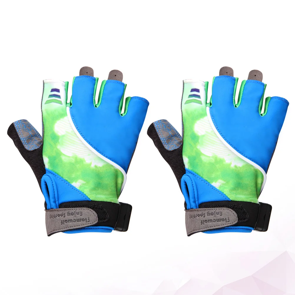 

1 пара дышащих велосипедных перчаток, нескользящие, для лета, для вождения, бега, верховой езды, рыбалки, пешего туризма, синие перчатки с половиной пальца