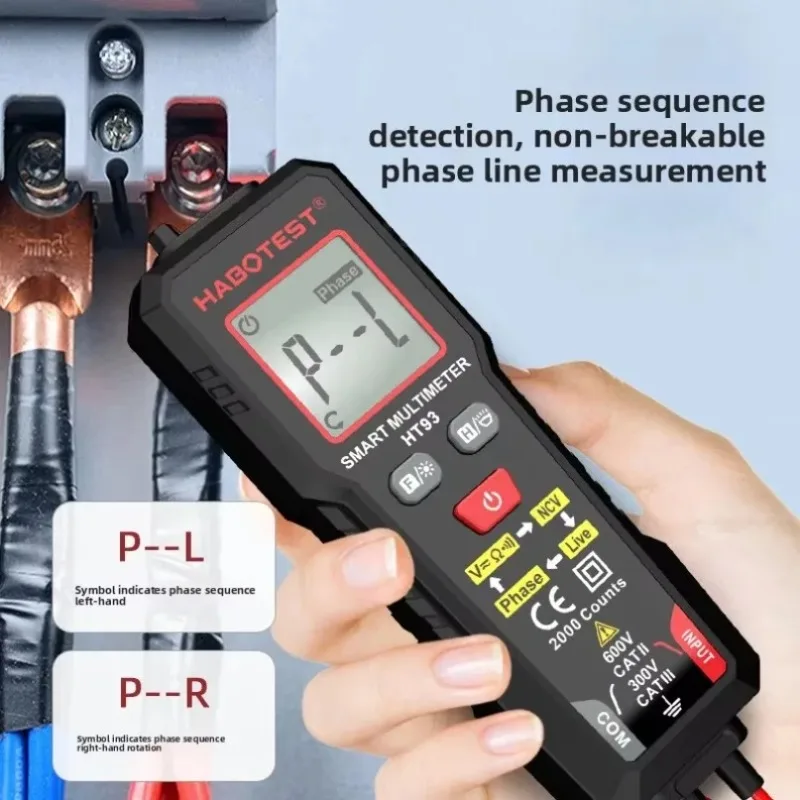 HABOTEST HT93 Fully Automatic Smart Digital Multimeter 2000 Counts True RMS, NCV Phase Test, Anti-Burn, Auto-Ranging#familitrade
