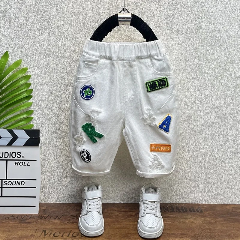 Children's Perforated Shorts Summer New Boys' Thin Casual Jeans Baby Outwear Hot Pants Fashion