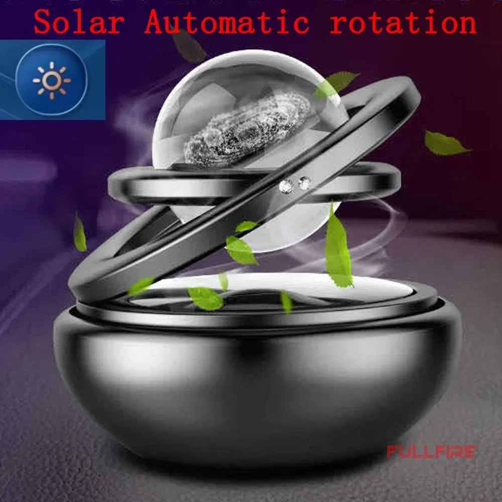 Car Solar Ornaments Rotating Car Double-ring Suspended Crystal Ball Aromatherapy Perfume Ornaments Creative Ornaments