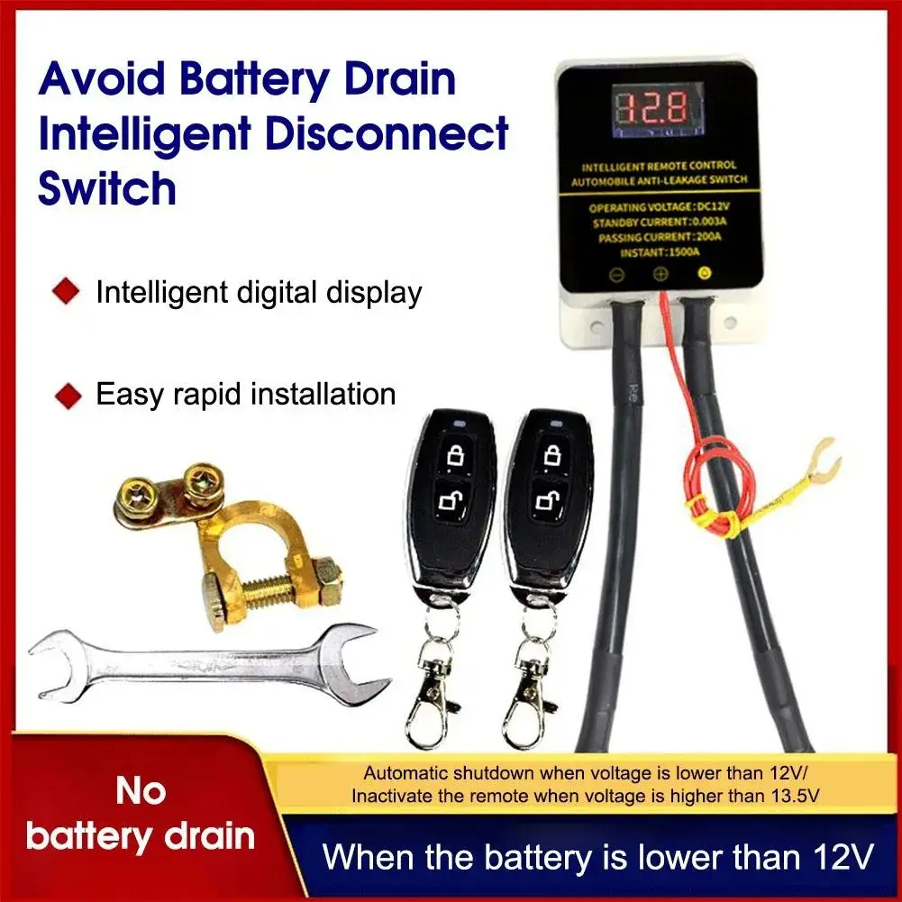 12v Car Battery Cutoff Wireless Remote Control Leakage Anti-loss Relay Led Off Disconnect Power Protector Display Au I2f4