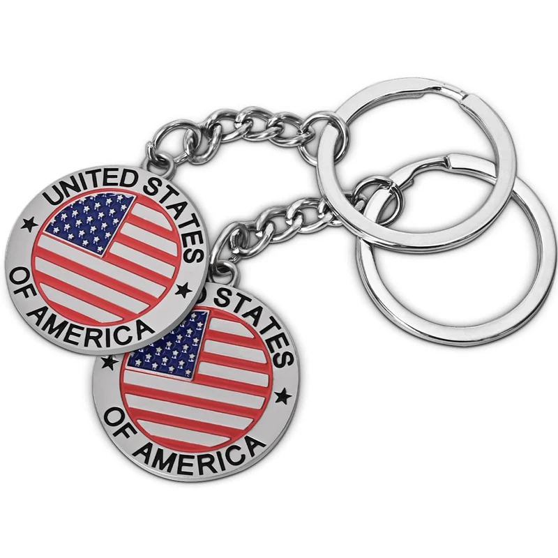 NYC US United States of America Keychain Metal Key Ring Star Stripe US Flag Souvenir Patriotic Christmas Gifts for Men Women