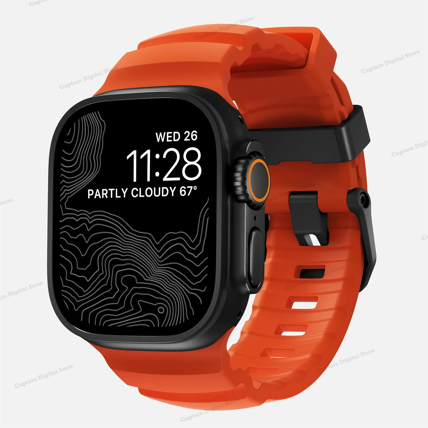 NOMAD Rocky Point Band Magma Natural Titanium Hardware FKM Fluoroelastomer Rubber Waterproof for Apple Watch Ultra & Ultra2