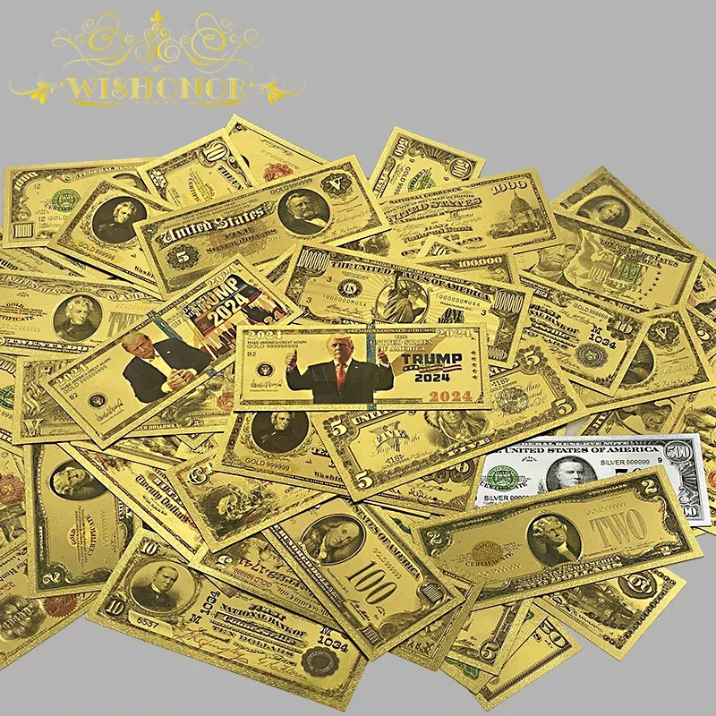 10pcs/lot Nice All Types Different Year's America Banknote Gold Banknote in 24k Gold Plated For Collection