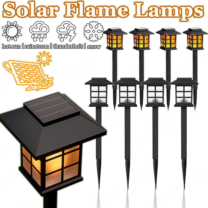 

IP44 Waterproof Solar Outdoor Garden Lawn Light LED Simulation Flame Path Ambience Decoration Light Solar-Powered Lawn Lamp
