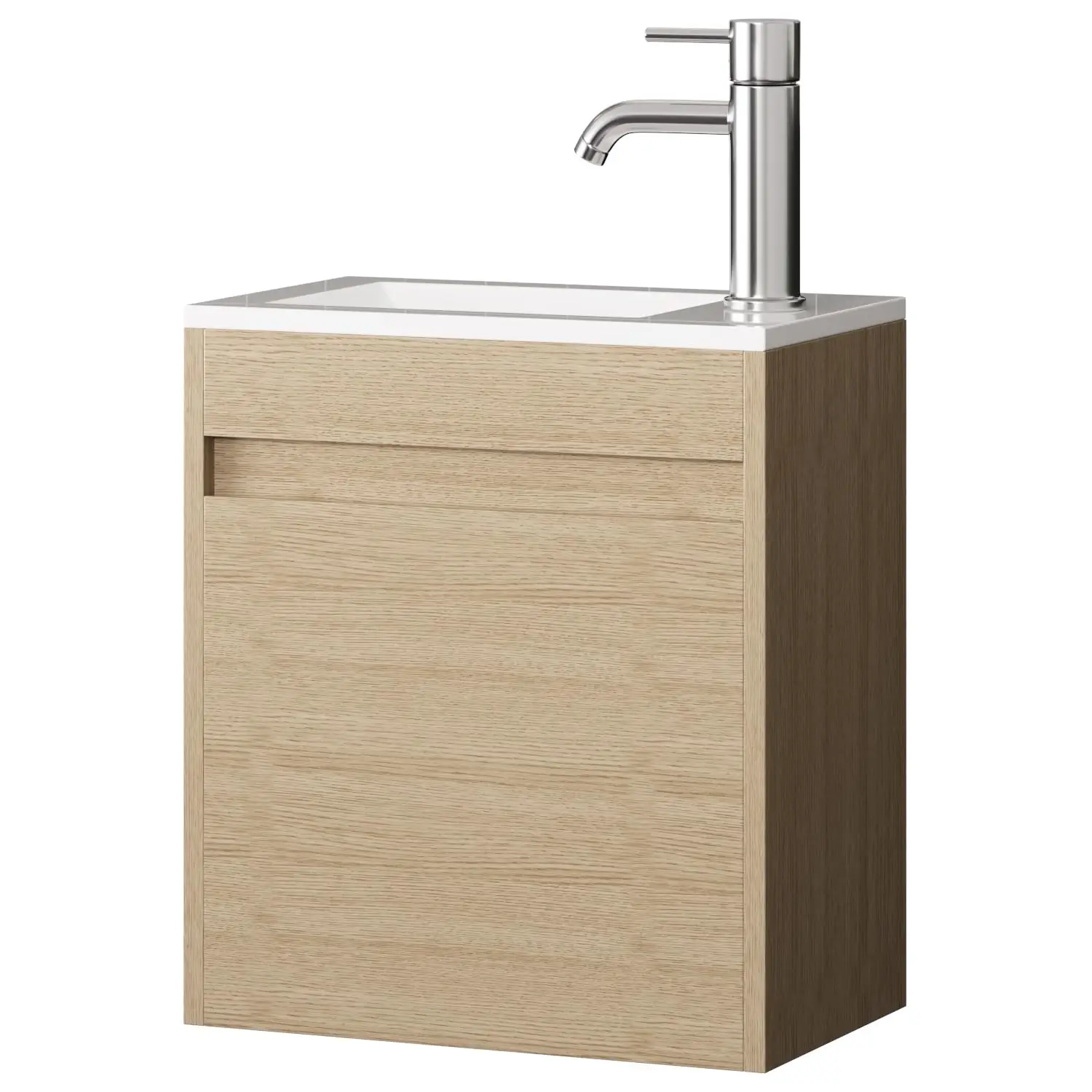 

16" Floating Bathroom Vanity Wall Mounted with Sink Basin & Chrome Faucet Set for Small Spaces, Customized