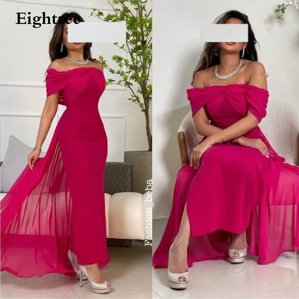 Modern Plum Red Long Off Shoulder Short Evening Dresses A Line Side Slit Vestidos de festa Formal Night Gowns Prom Party Dress