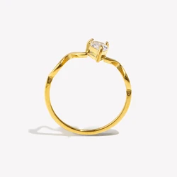 E.B.belle Tarnish Free Serpentine Droplet Shape Rhinestone Ring Stainless Steel 18K Gold Plated Fashion  Jewelry Waterproof