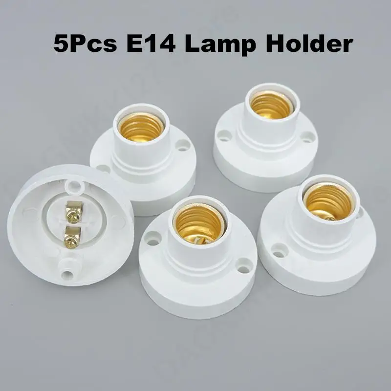 5Pcs E14 Light Bulb Socket Holder Base Fitting Screw Cap LED Light White Lamp Fixing Adapter Converter AC 100-230V v