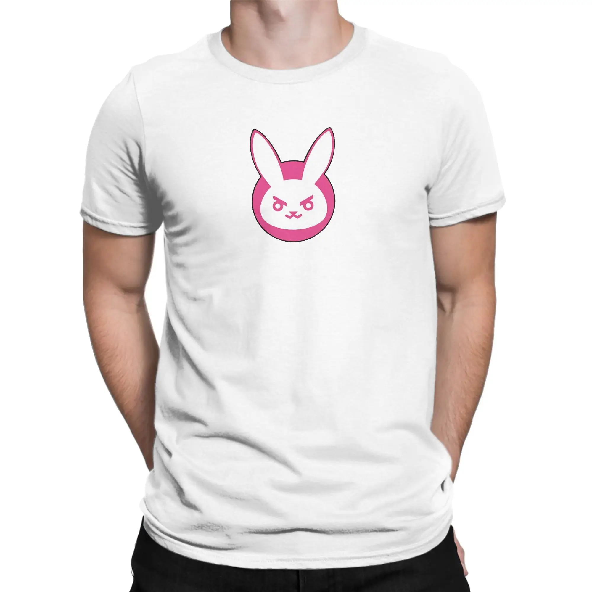 Men Women's T-Shirt Dva Bunny  Novelty 100% Cotton Tee Shirt Short Sleeve Overwatches Game T Shirt Crewneck Clothes Plus Size