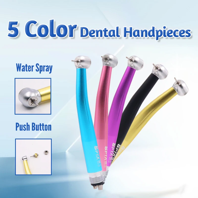 

Rainbow High Speed Dental Air Turbine Handpiece 3 Water Spray Ceramic Bearing Rotor Push Button Colorful 2 4Hole Choice Dentist