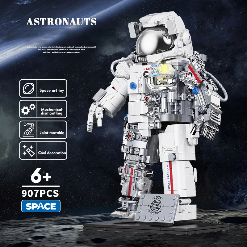 Creative Space Mechanical Astronaut Figures Model Building Blocks City Spaceman Bricks Ornament MOC Toys For Children Adult Gift