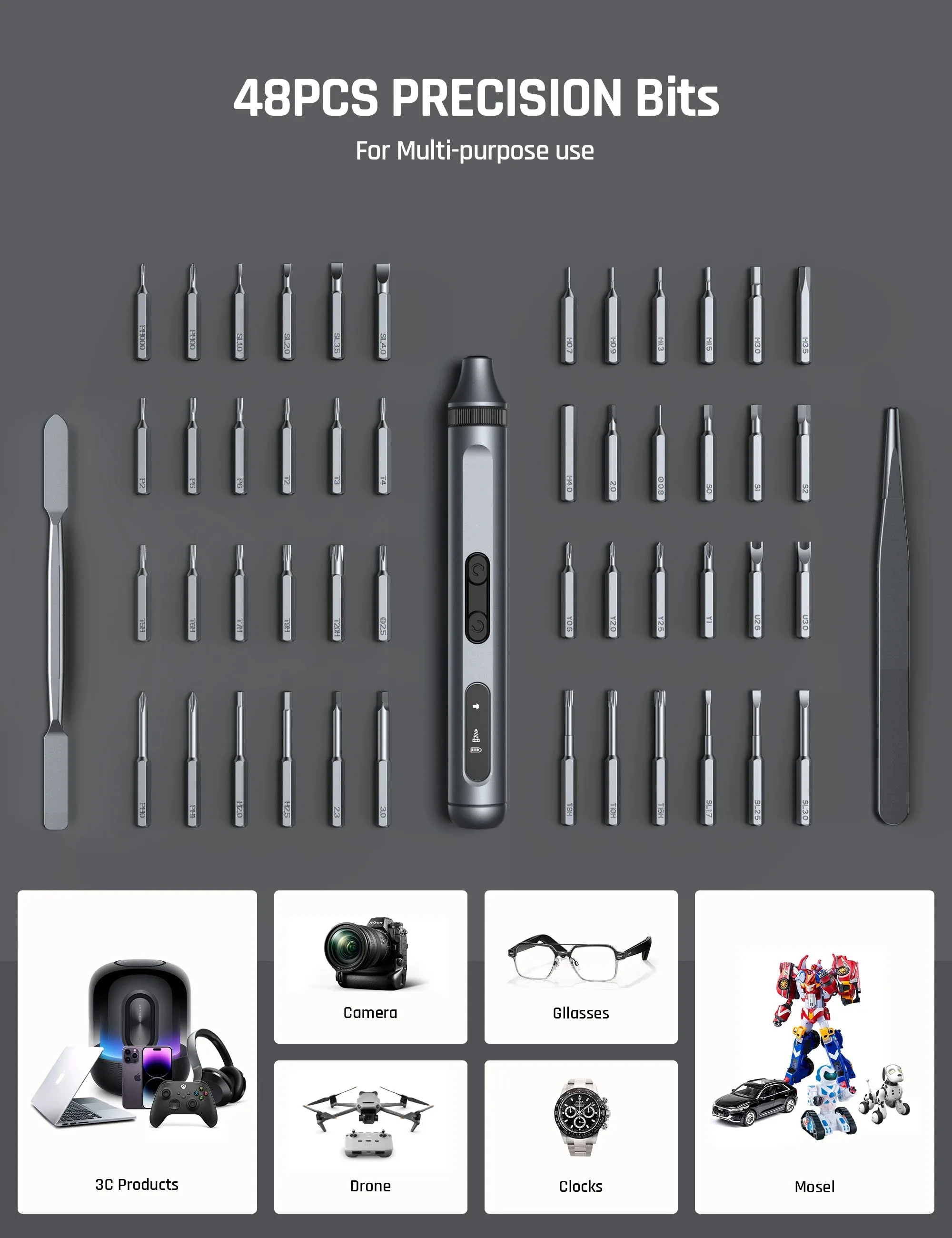 50in1 DIY 무선 충전 드라이버 알루미늄 케이스 포함 S2 스틸 자석 전동 드라이버 세트