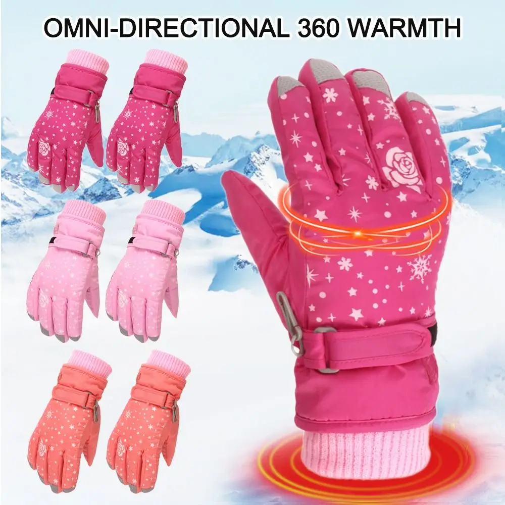 

Girls Waterproof Snow Snowboard Outdoor Sports Mittens Ski Cycling Gloves Children Skiing Gloves