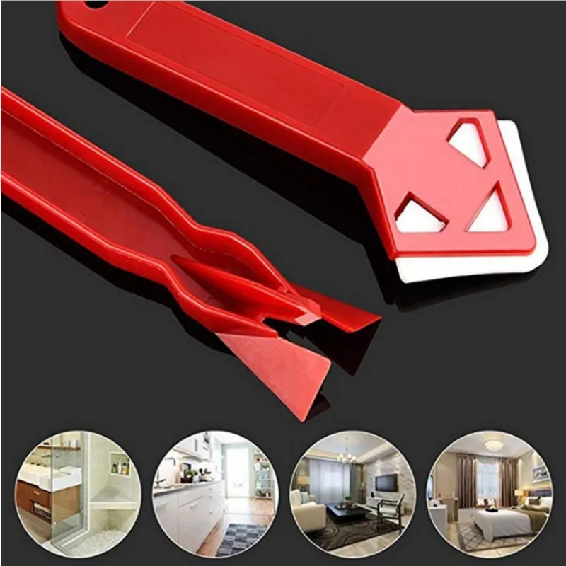 2 Pcs / Set Window Door Silicone Glass Cement Scraper Tool Caulking Finishing Sealant Grout Remover Silicone Spatula Tool