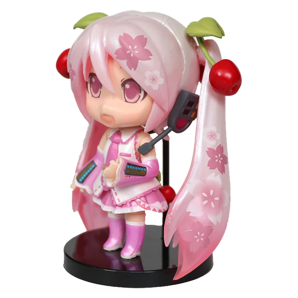 애니메이션 미쿠 피규어 미니 캐릭터 장식품 벚꽃 핑크 리크 그린 글레이셔 스노우 블루 하츠네 책상 장식 장난감 선물