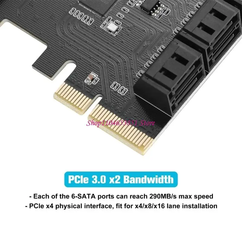 PCIE 6Sata Storage Add-In Card for 6 Internal Devices in Desktop Computers, Expands System Capacity for Hard Disks and Other 4
