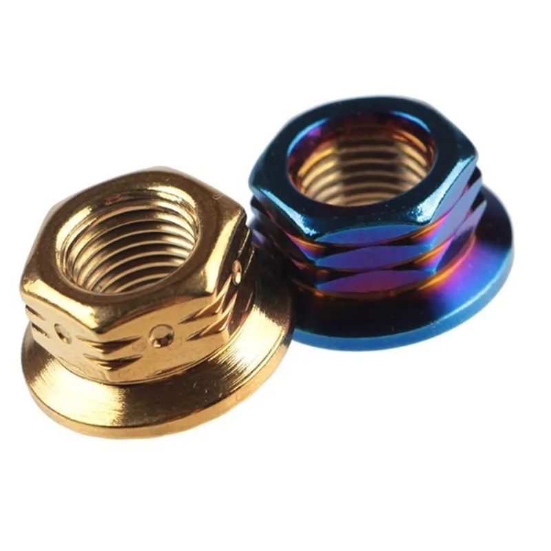 

10pcs M6 M8 M10 M12 Stainless steel Burn titanium Gloden Colour Flange Hex Nut Flange Nuts for Bicycle Motorcycle Car