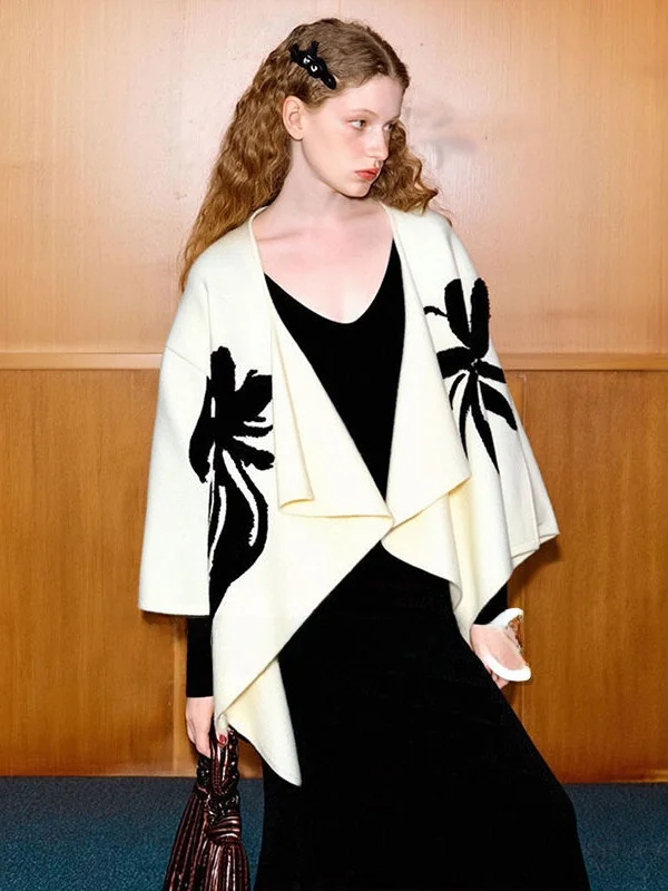 

Вязаный кардиган-трансформер 2-в-1 с цветочной вышивкой, повседневный, весенняя новинка, женский модный топ