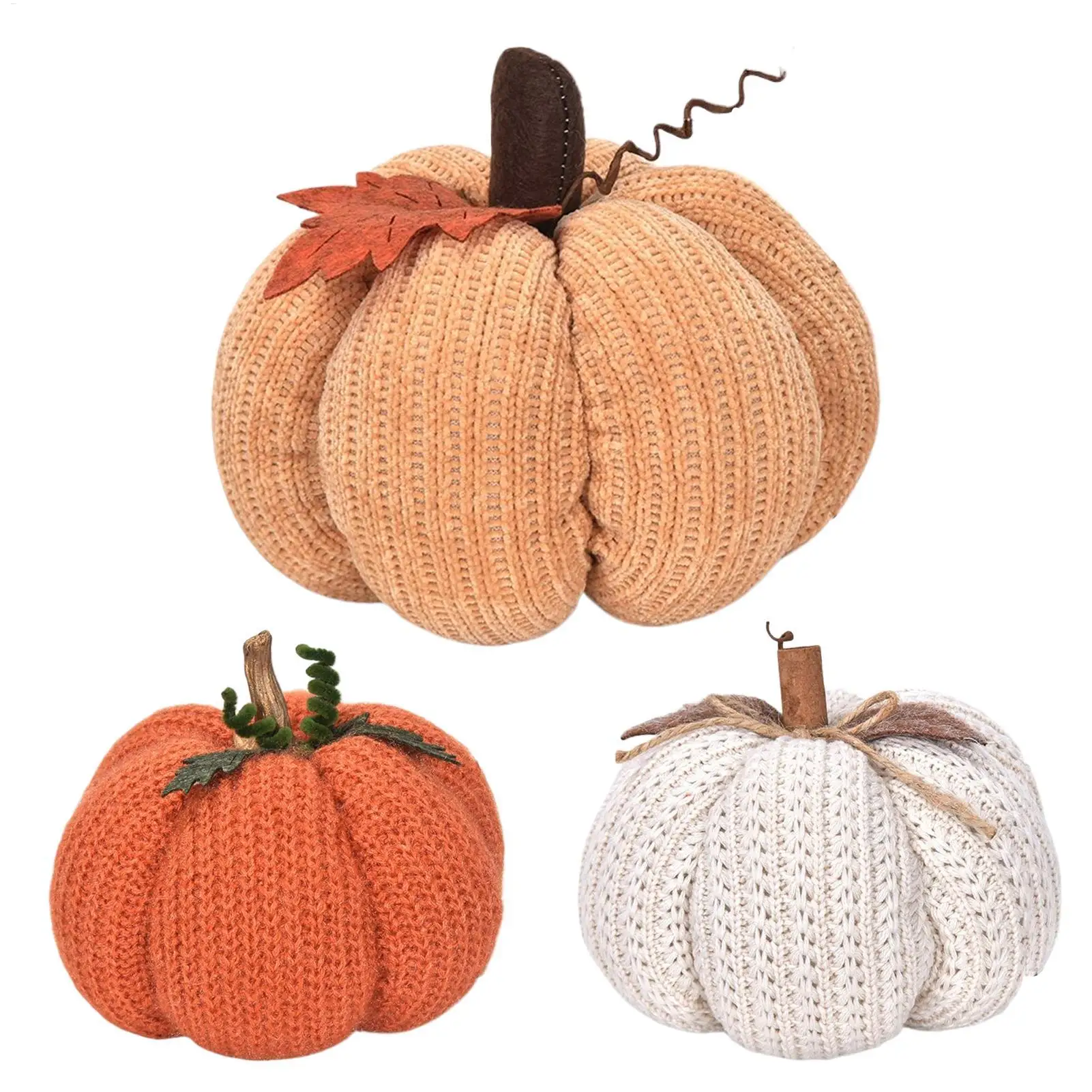 Halloween Knitted Pumpkin Decoration Harvest Handmade Pumpkin Ornament Artificial Pumpkin Knitted Soft Wool Pumpkin Ornaments