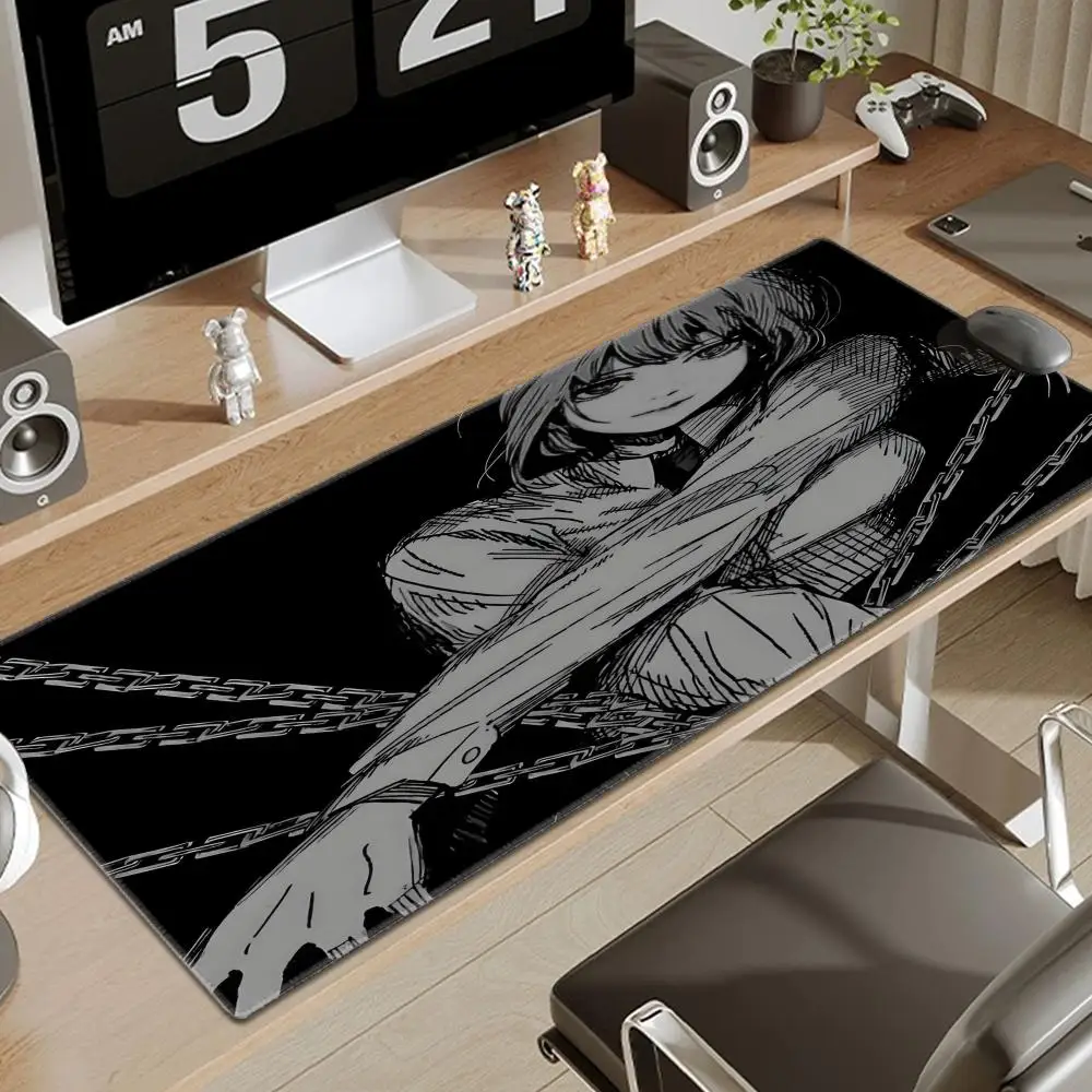 Chainsaw Man Large mouse pad xxl rubber keyboard mouse carpet anti-slip gamer mousepad laptop Makima desk mat