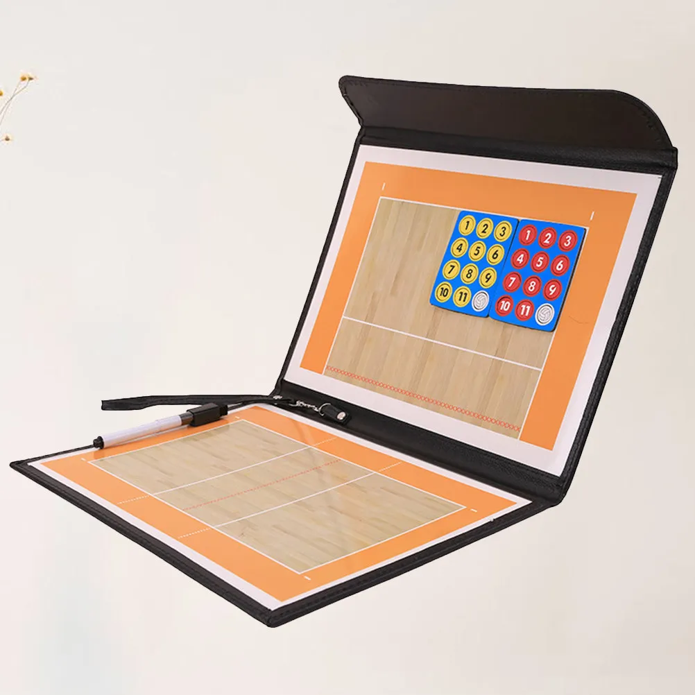 Magnetic Volleyball Coaching Board Folding Two Section PU Case Dry Erase Clipboard Portable Marker Pen Fridge Magnets