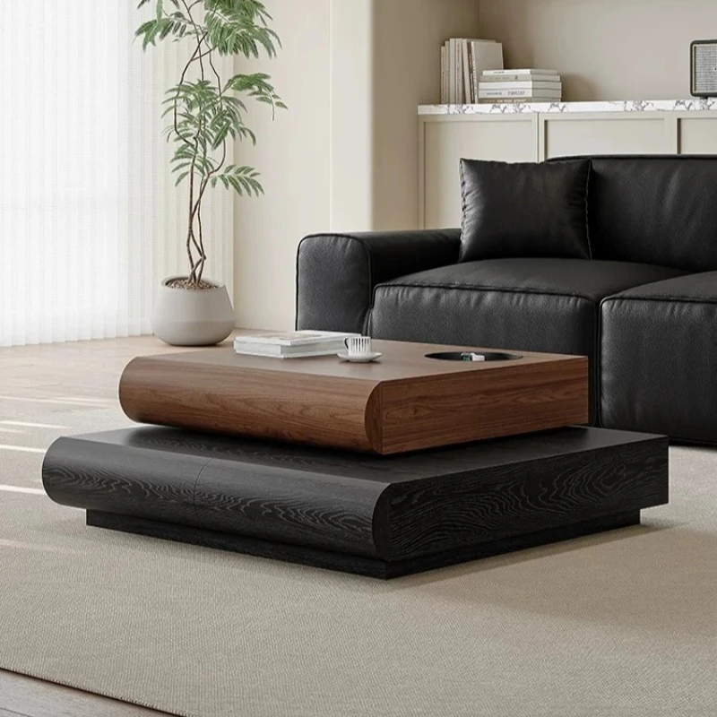 Home Furniture Minimalist Rotatable Coffee Table Walnut Modern Designer Creative Small Apartment Medieval Living Room Tea Table