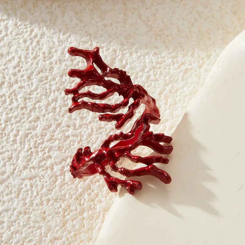 اللون الأحمر معدن المرجان على شكل افتتاح المفصل خواتم للنساء غير النظامية هندسية الشرير الدائري مبالغ فيها مجوهرات هدية #5