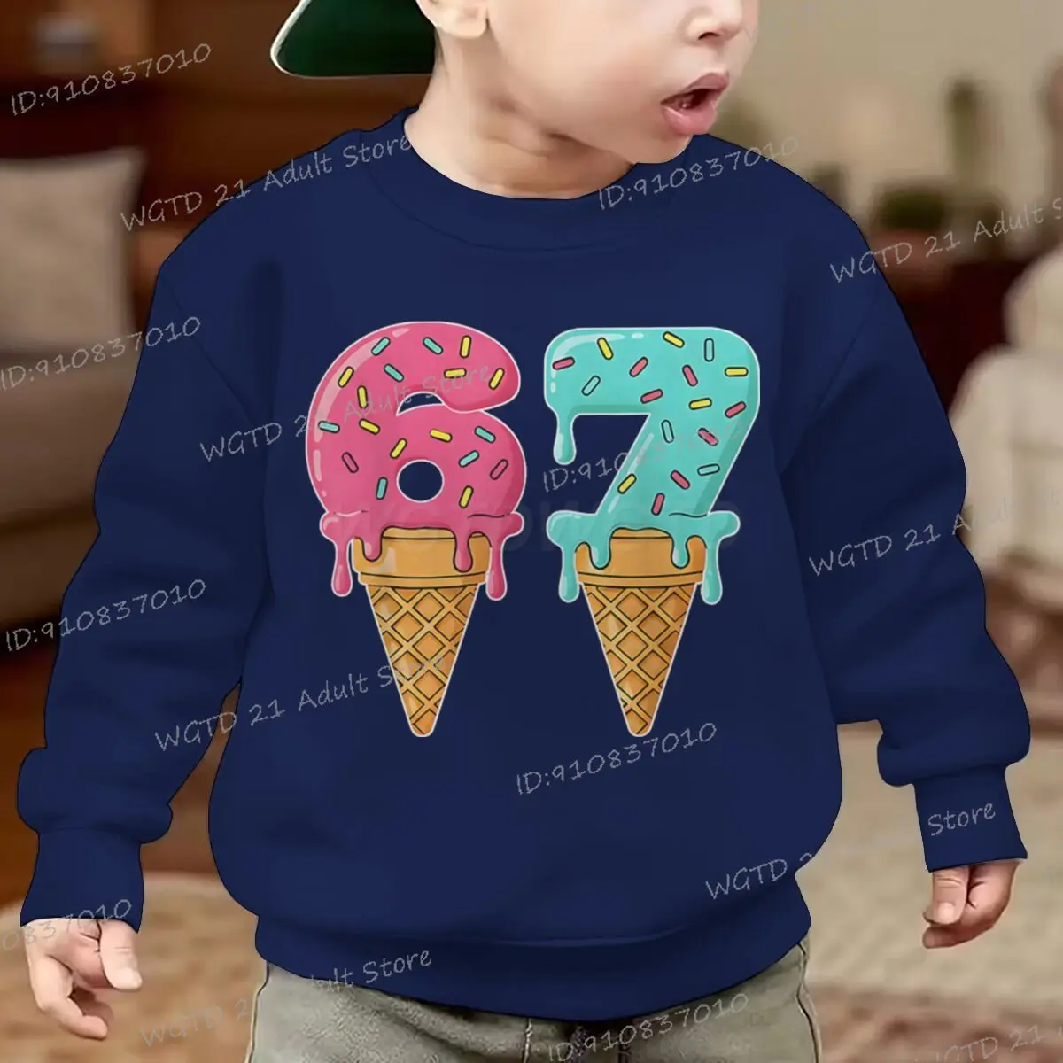 جديد ستة سبعة الآيس كريم الاطفال البلوز 67 عدد طباعة موضة Crewneck ملابس رياضية النساء الرجال عادية ربط رمز البلوز #4