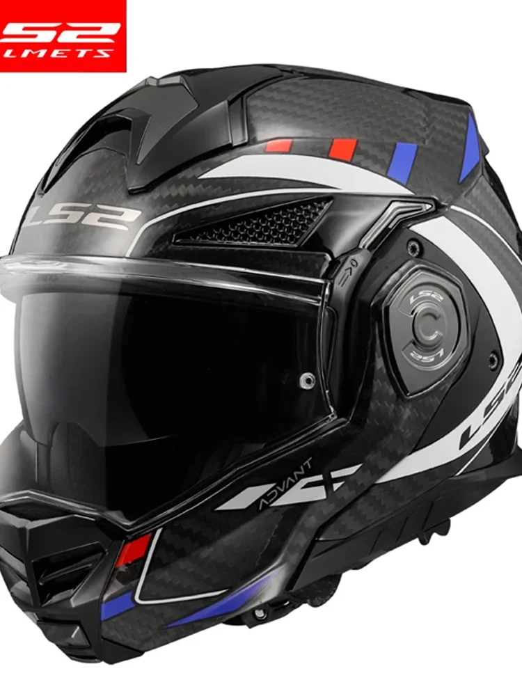 LS2 FF901 Advant X Koolstofvezel Valiant Opklapbaar 180 °   Roterende zonneklep met dubbele lens Capacete Casco Casque motorhelm - afbeelding 2