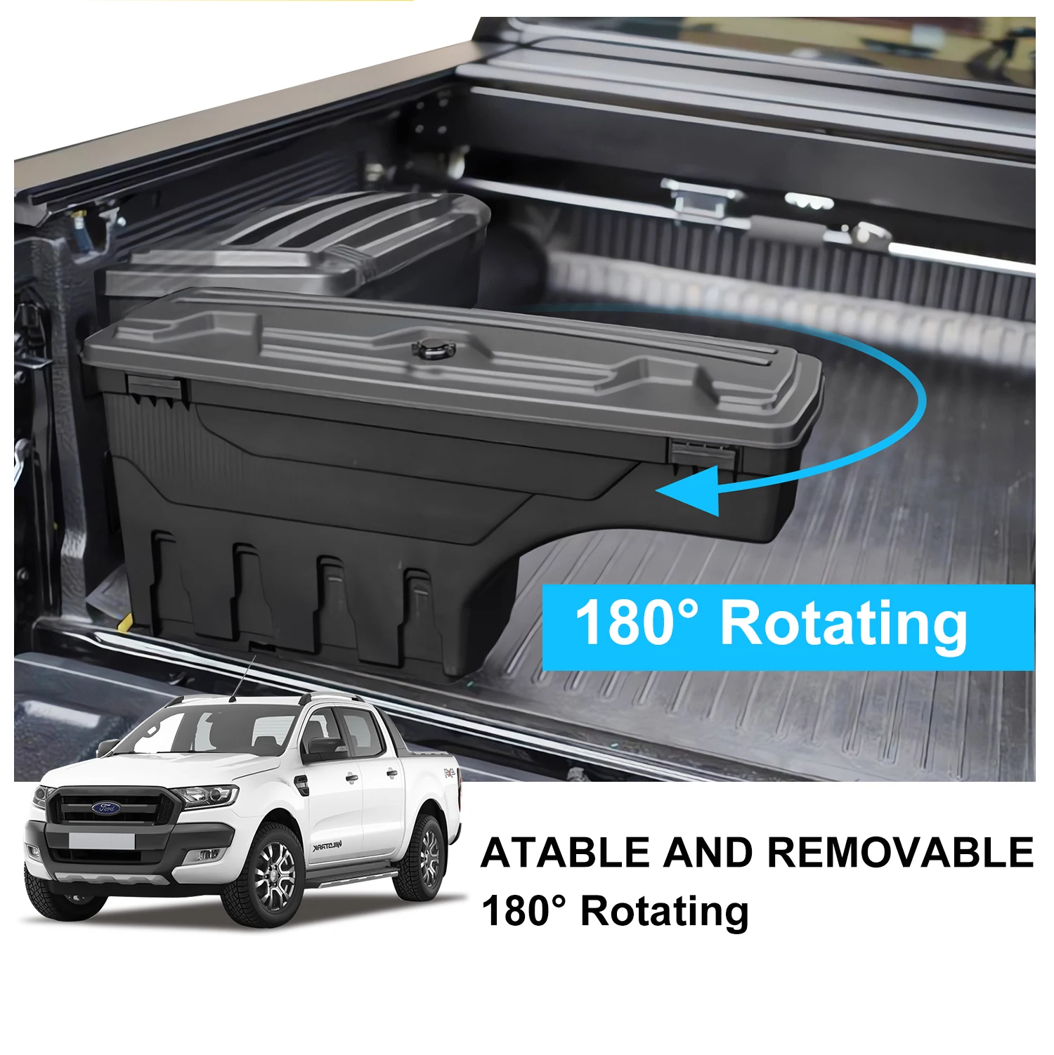 

Lockable Tailgate Swing Case Storage Tool Box For Ford Ranger Wildtrak 2012-2022 XLT XLS XL 4X4 Car Accessories