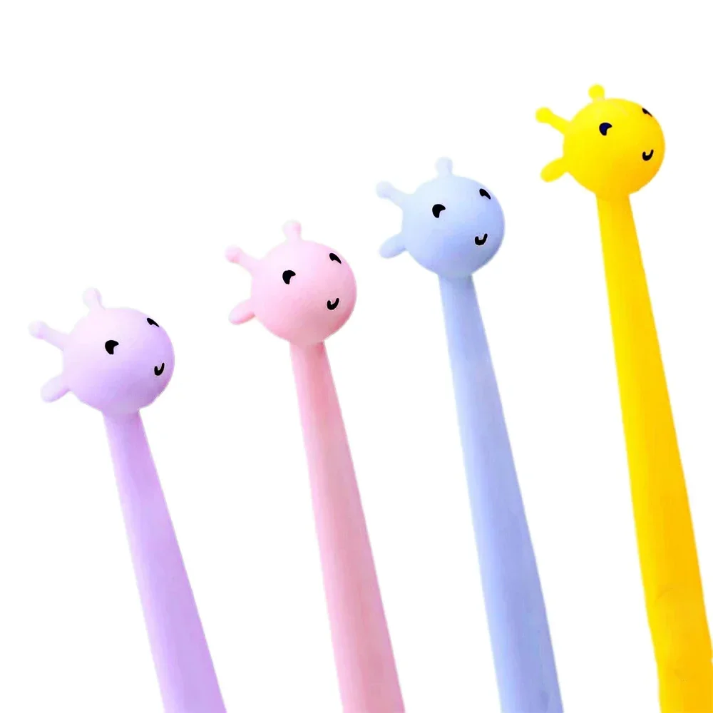 Kawaii Macaron Giraffe Gel Pens 0.5mm Writing Point Black Ink Refills School Students Office Supplies Stationery Girls Gifts2024