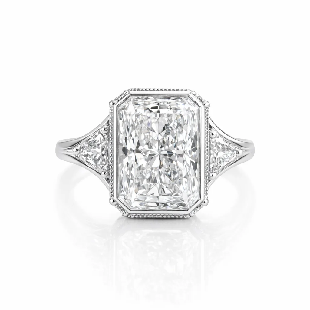 IGI Certified 3 Carat Radiant Lab Grown Diamond Platinum Ring EF VS-VVS Premium Bridal Wedding Engagement Ring For Women