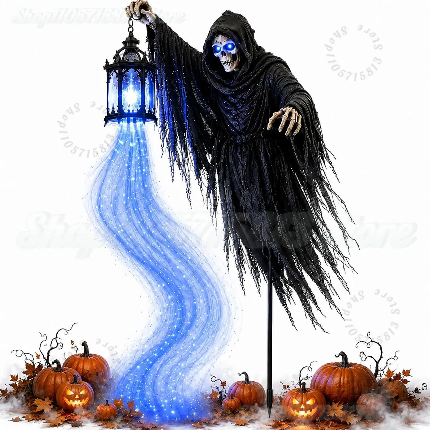 Animated Solar Reaper Garden Stake,Halloween Soul Harvester Outdoor Light,No‑Tool Simple Assembly for Backyard Home Decorators