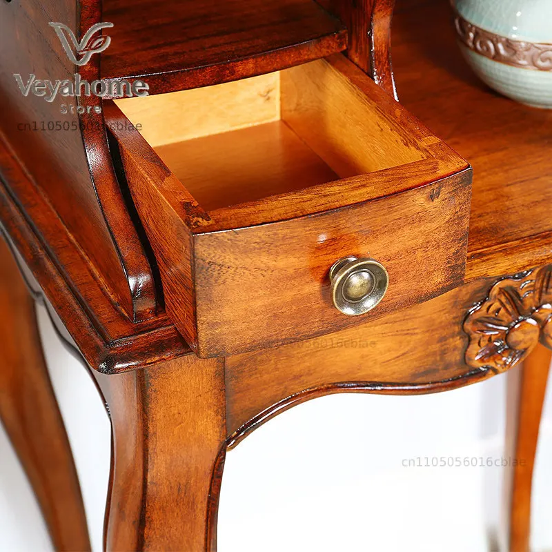 American rural fragrant camphor wood solid wood corner table, small coffee table for books and newspapers view 4